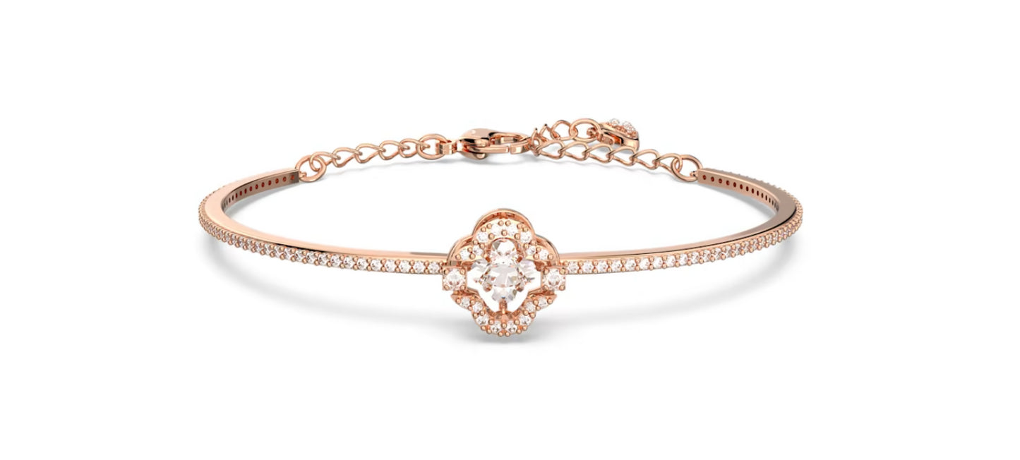 Swarovski 5642925 Bracciale rigido Sparkling Dance Quadrifoglio Bianco Oro Rosa