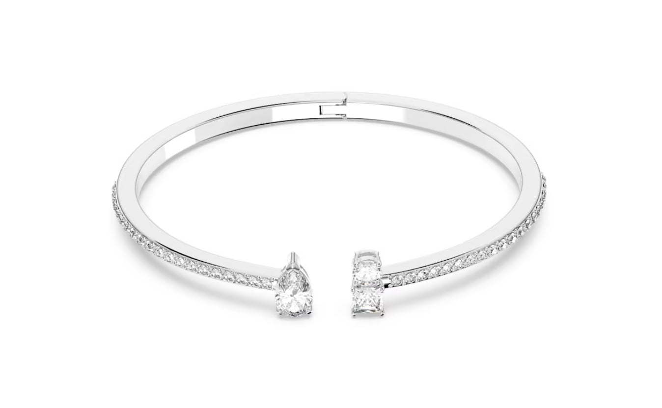 Swarovski 5572667 Bracciale rigido Attract Taglio misto Bianco Placcato Rodio