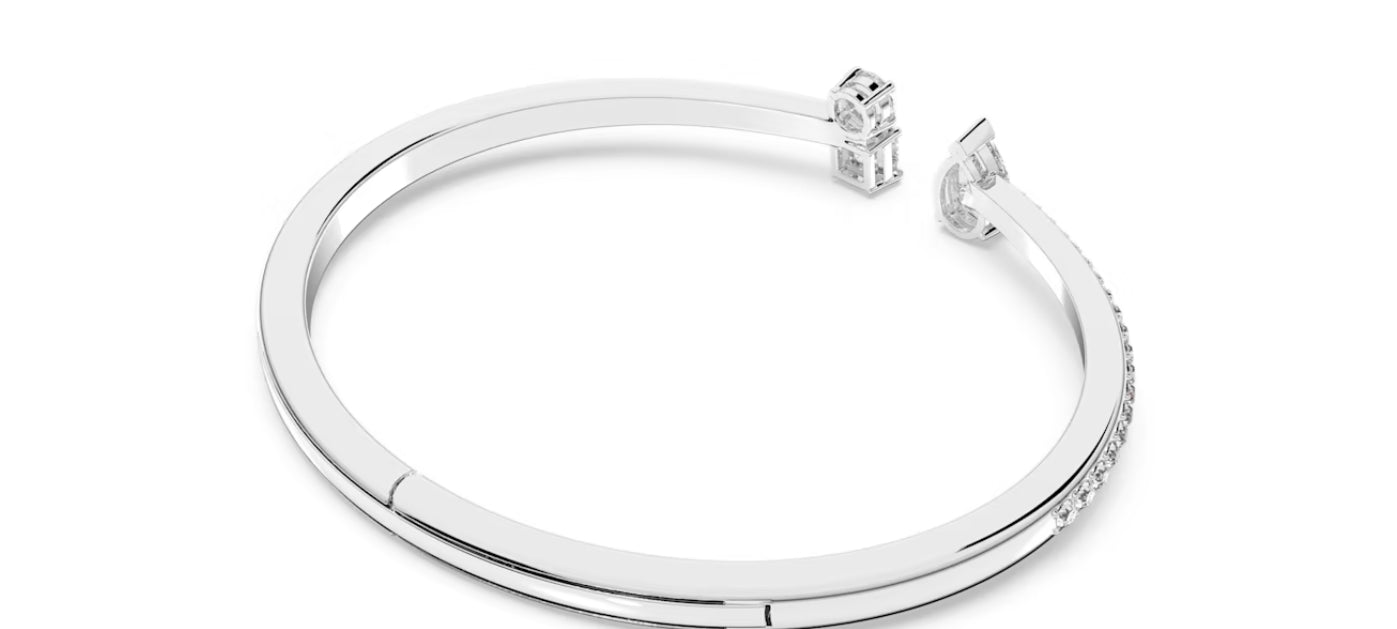 Swarovski 5572667 Bracciale rigido Attract Taglio misto Bianco Placcato Rodio