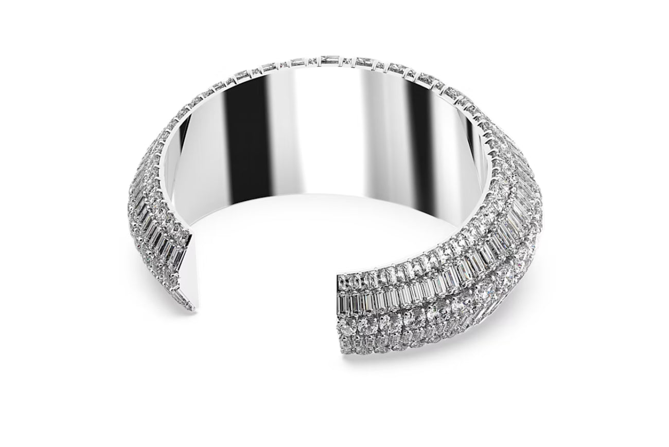 Swarovski 5610401 Bracciale rigido Hyperbola Taglio misto Bianco Placcato Rodio