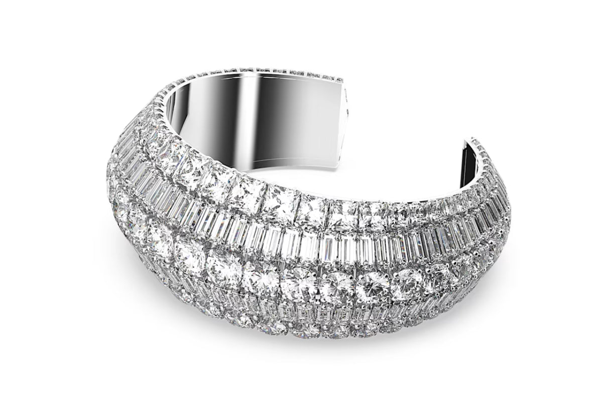 Swarovski 5598342 Bracciale rigido Hyperbola Taglio misto Bianco Placcato Rodio