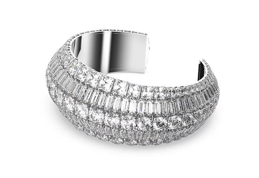 Swarovski 5598342 Bracciale rigido Hyperbola Taglio misto Bianco Placcato Rodio