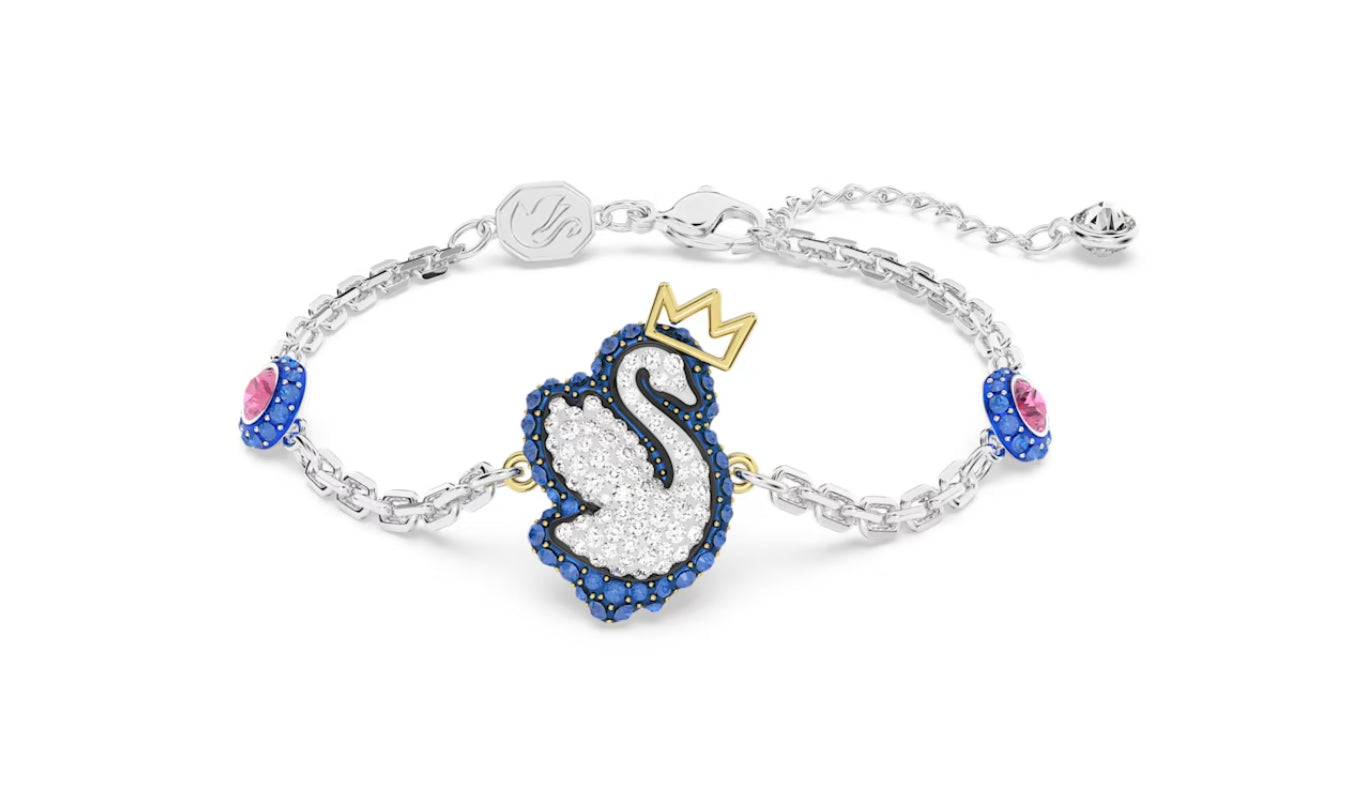 Swarovski 5650187 Braccialetto Pop Swan Cigno Blu Placcato Rodio