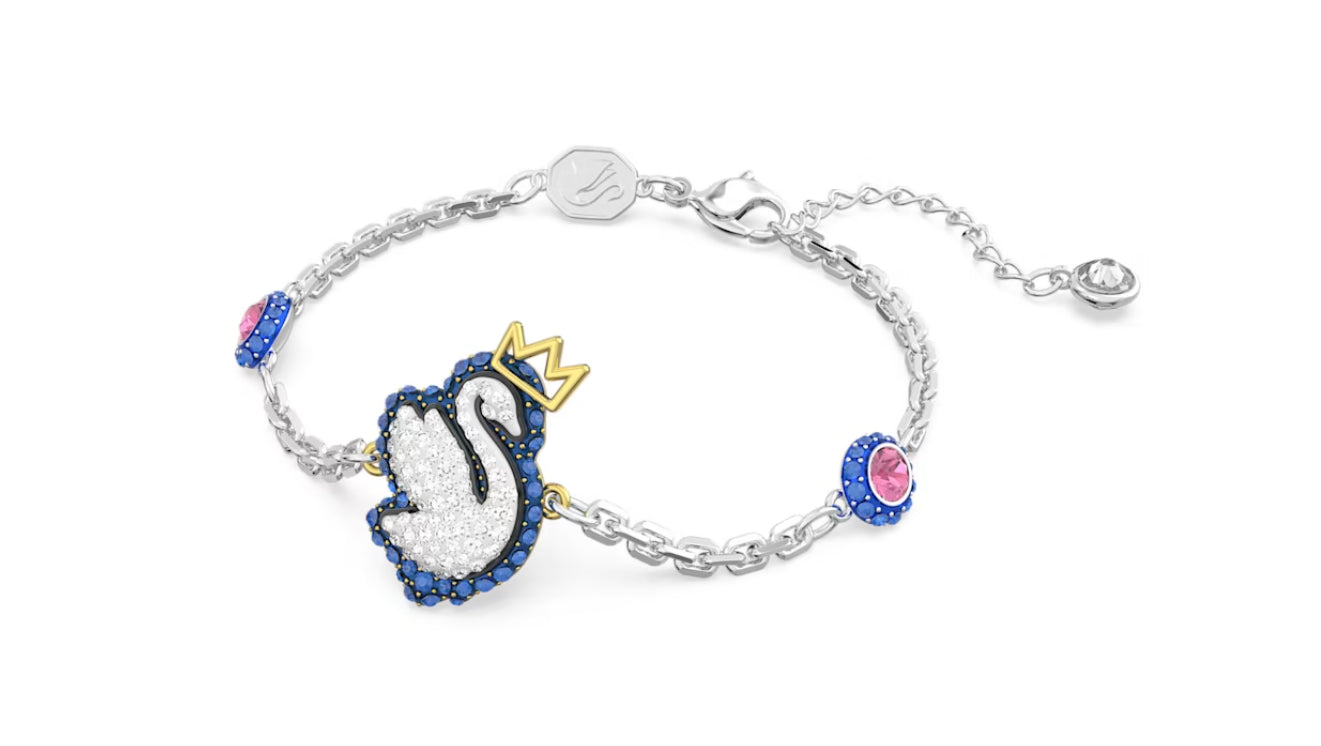 Swarovski 5650187 Braccialetto Pop Swan Cigno Blu Placcato Rodio