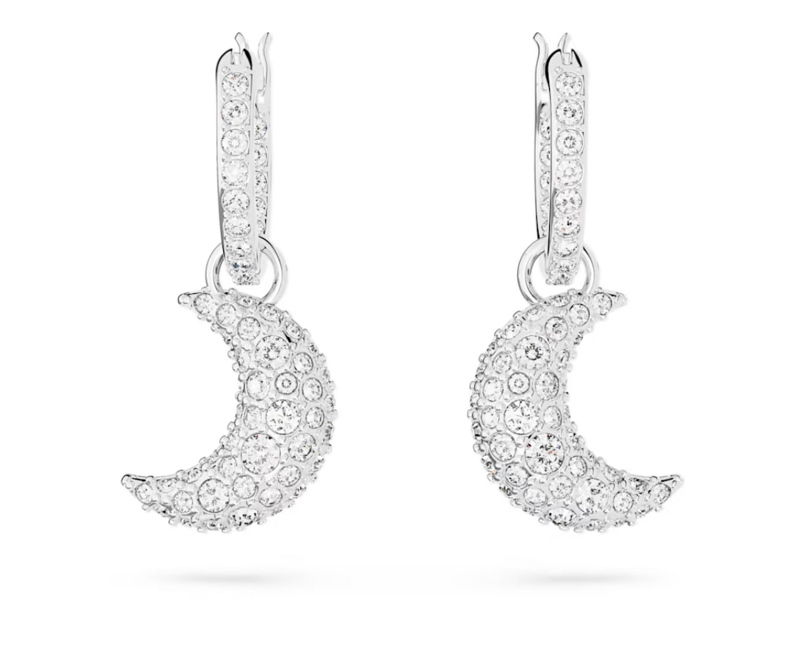 Swarovski 5666157 Orecchini pendenti Luna Luna Bianchi Placcato Rodio