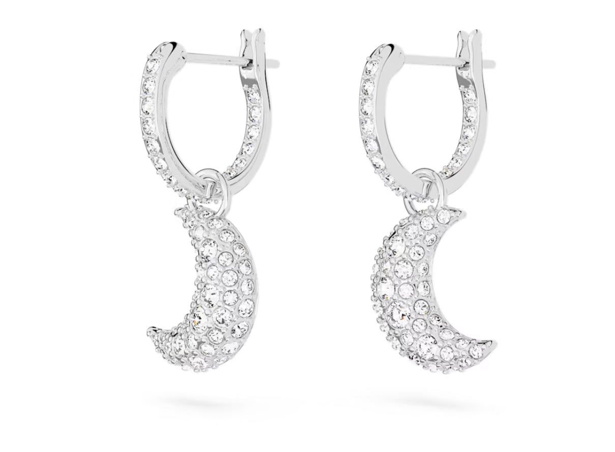 Swarovski 5666157 Orecchini pendenti Luna Luna Bianchi Placcato Rodio