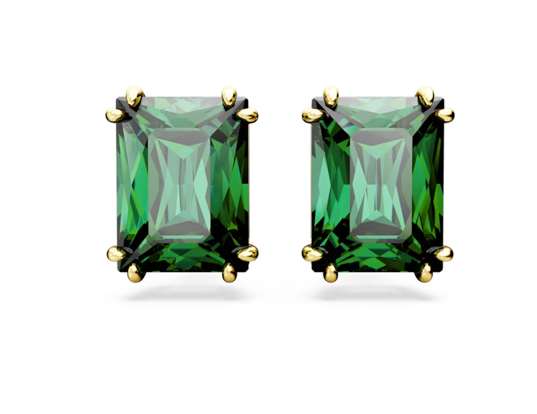 Swarovski 5677142 Orecchini a lobo Matrix Taglio rettangolare Verdi Placcato Oro