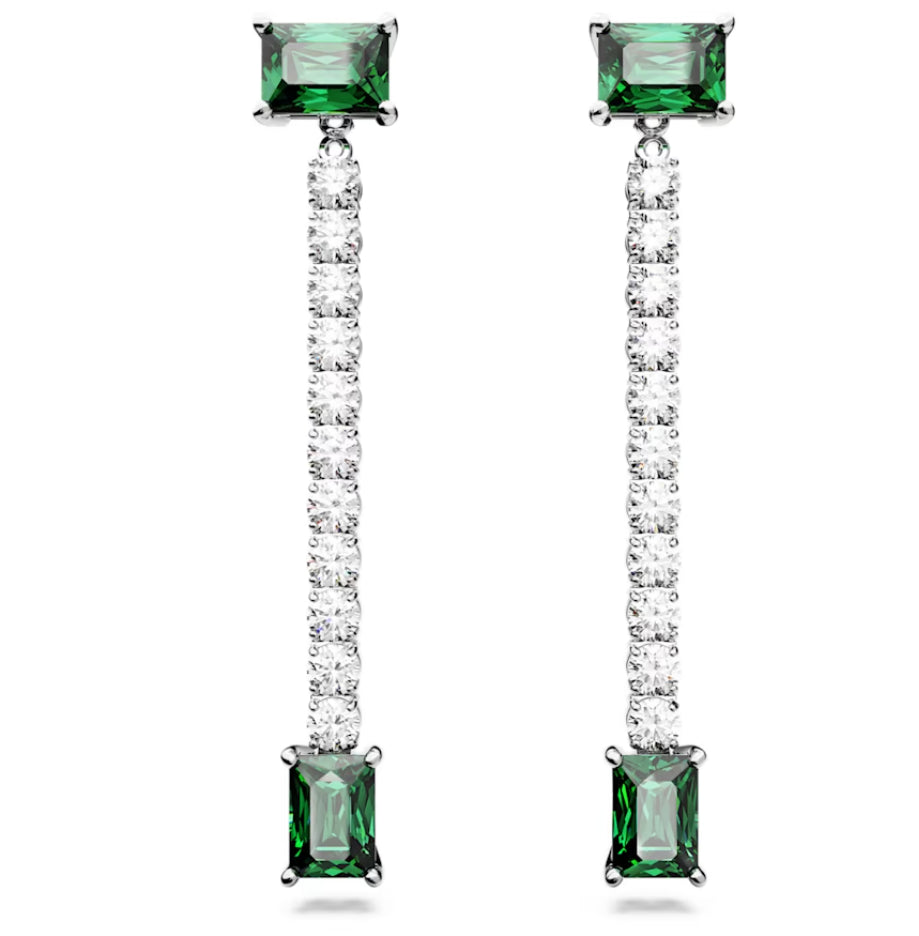 Swarovski 5665786 Orecchini pendenti Matrix Taglio misto Verdi Placcato Rodio