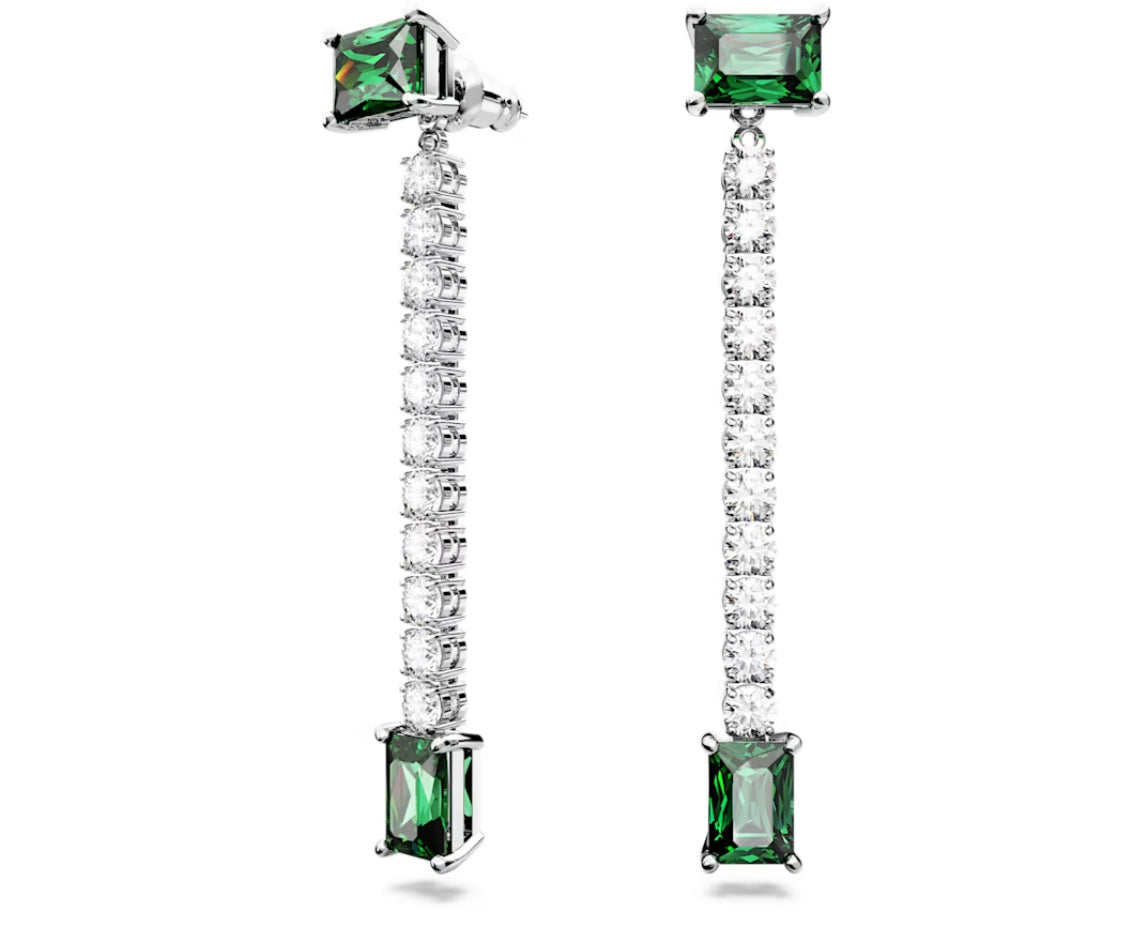 Swarovski 5665786 Orecchini pendenti Matrix Taglio misto Verdi Placcato Rodio