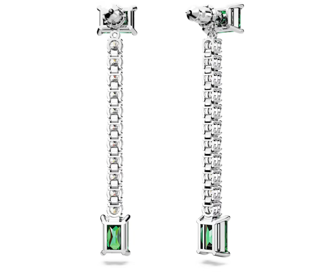 Swarovski 5665786 Orecchini pendenti Matrix Taglio misto Verdi Placcato Rodio