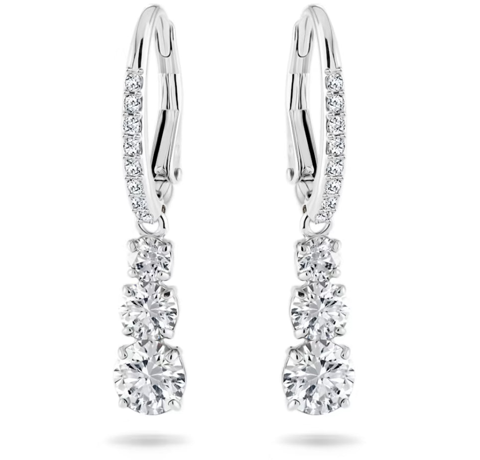 Swarovski 5416155 Orecchini a cerchio Attract Trilogy Taglio tondo Bianchi Rodio