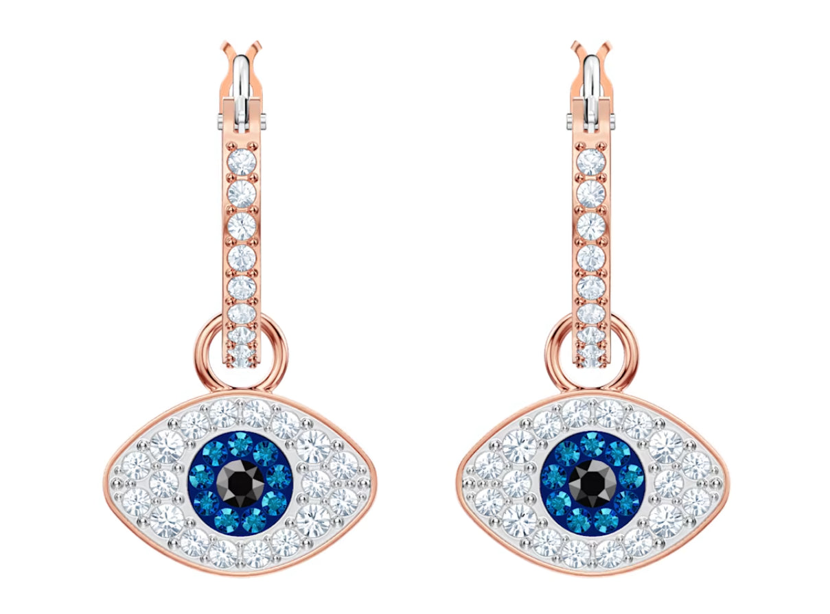 Swarovski 5425857 Orecchini a cerchio Symbolic Evil eye Blu Placcato Oro Rosa