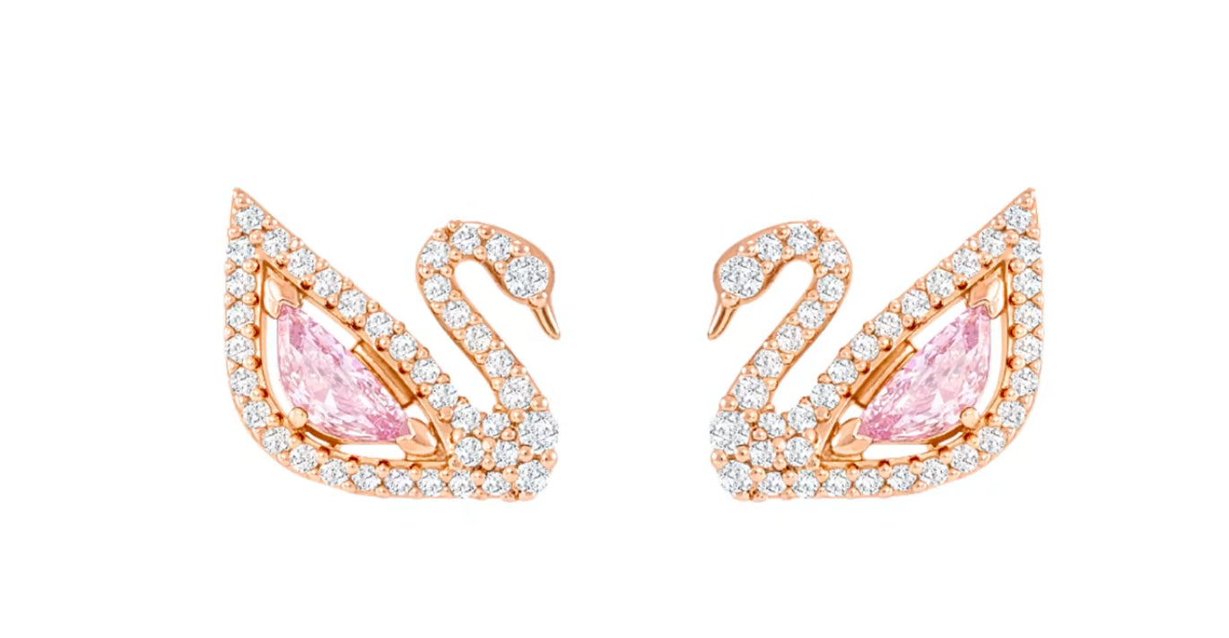 Swarovski 5469990 Orecchini pendenti Dazzling Swan Cigno Rosa Placcato Oro Rosa