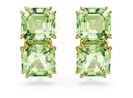 Swarovski 5654559 Orecchini a clip Millenia Taglio squadrato Verdi Placcato Oro