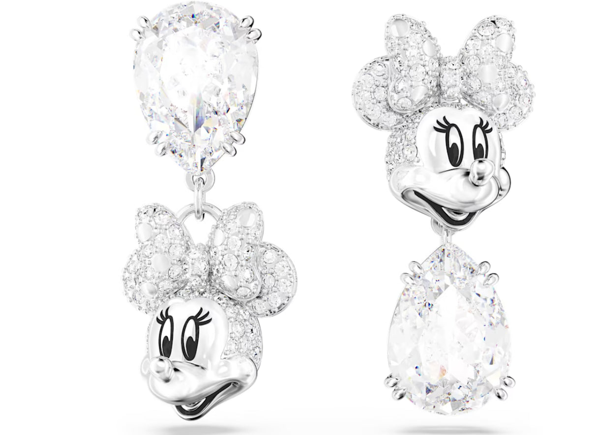 Swarovski 5668779 Orecchini pendenti Disney Minnie Mouse Design asimm. Bianchi