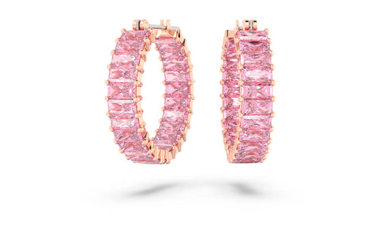 Swarovski 5657726 Orecchini a cerchio Matrix Taglio baguette Rosa Pla. Oro Rosa