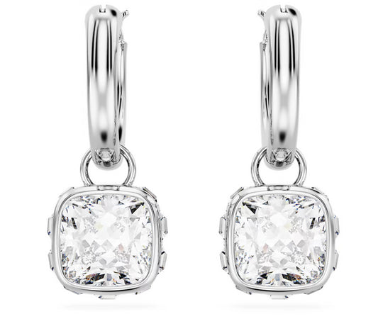 Swarovski 5662919 Orecchini pendenti Stilla Taglio squadrato Bianchi Plac. Rodio