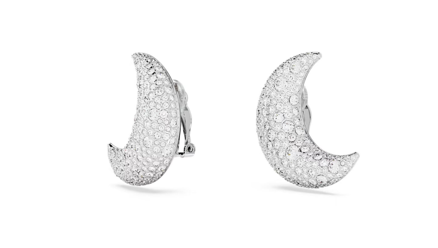 Swarovski 5666158 Orecchini a clip Luna Luna Bianchi Placcato Rodio