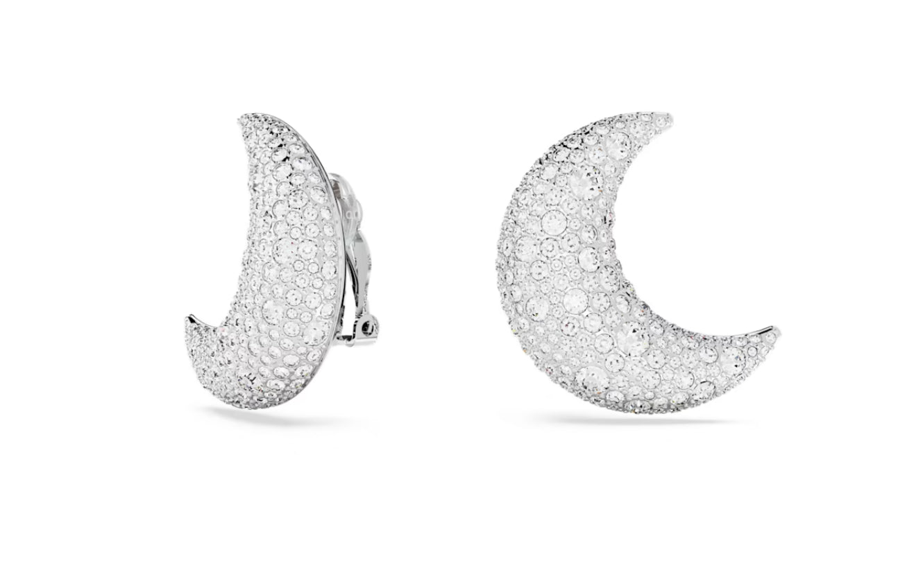 Swarovski 5666158 Orecchini a clip Luna Luna Bianchi Placcato Rodio