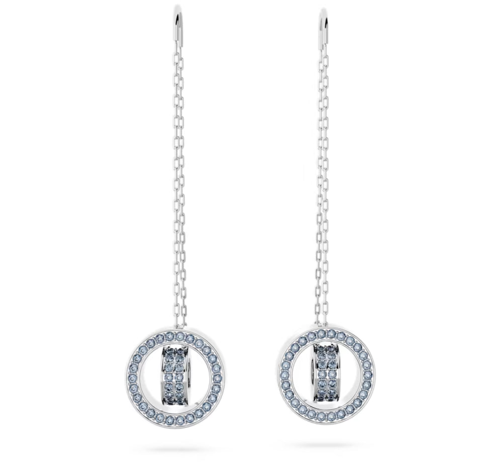 Swarovski 5663498 Orecchini pendenti Hollow Lunghi Blu Placcato Rodio