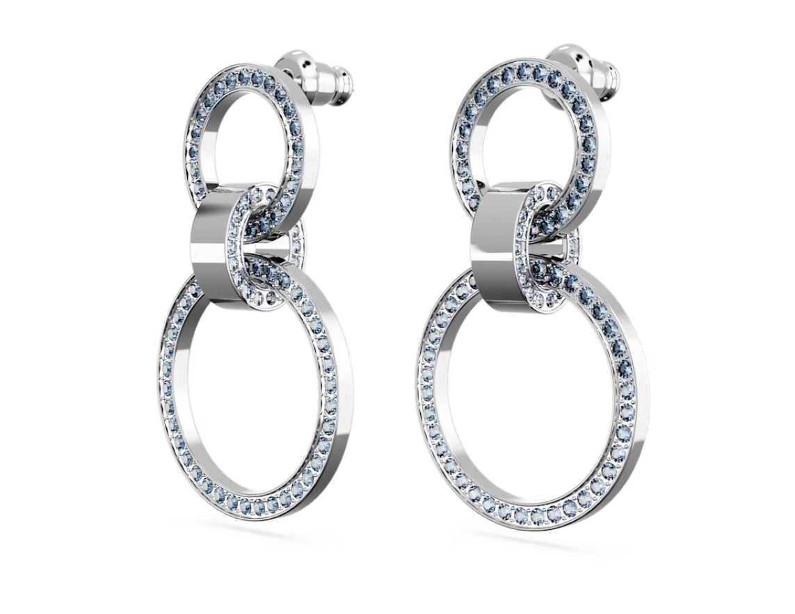 Swarovski 5663503 Orecchini a cerchio Hollow Blu Placcato Rodio