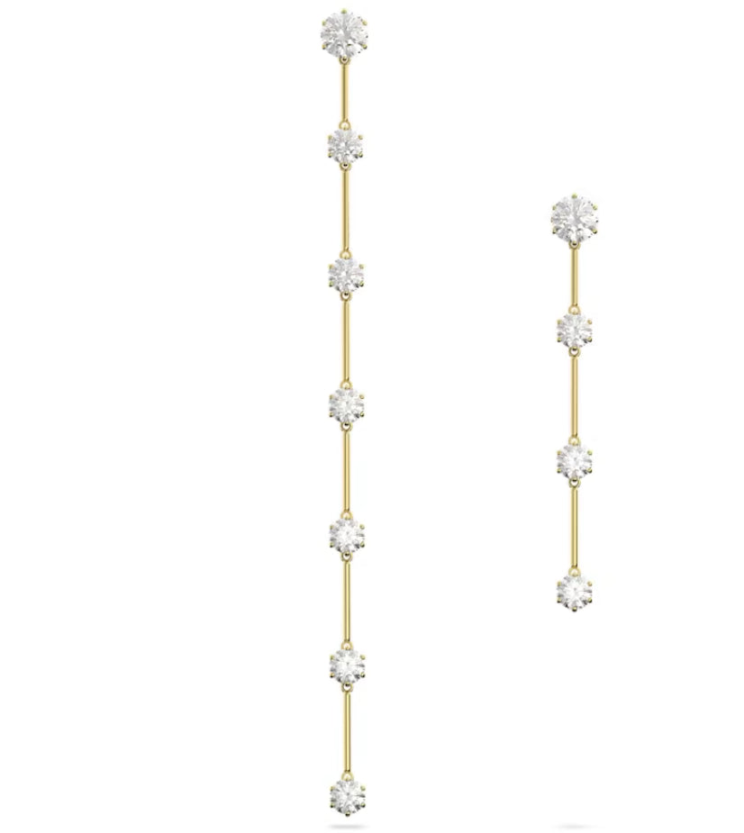 Swarovski 5622721 Orecchini Pendente Constella Design asimm.Taglio tondo Bianchi