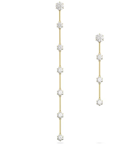 Swarovski 5622721 Orecchini Pendente Constella Design asimm.Taglio tondo Bianchi