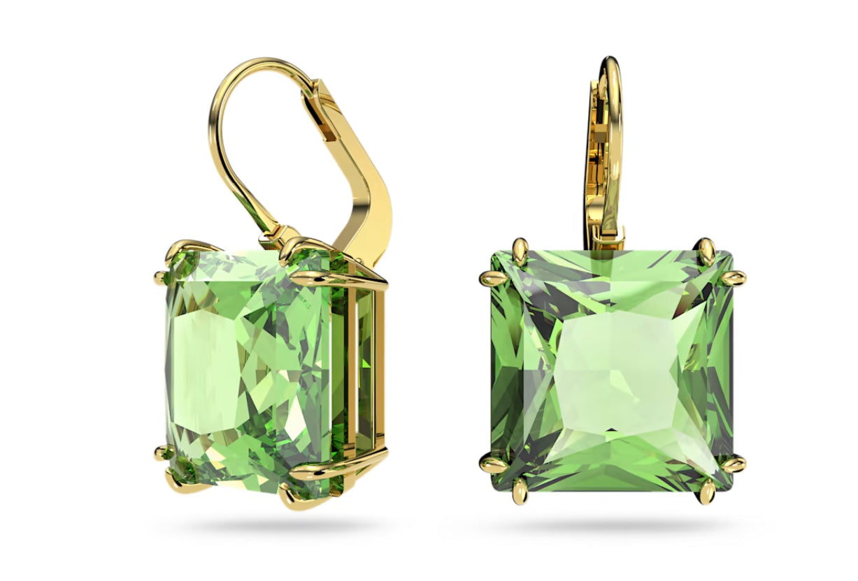 Swarovski 5636564 Orecchini pendenti Millenia Taglio squadrato Verde Plac. Oro