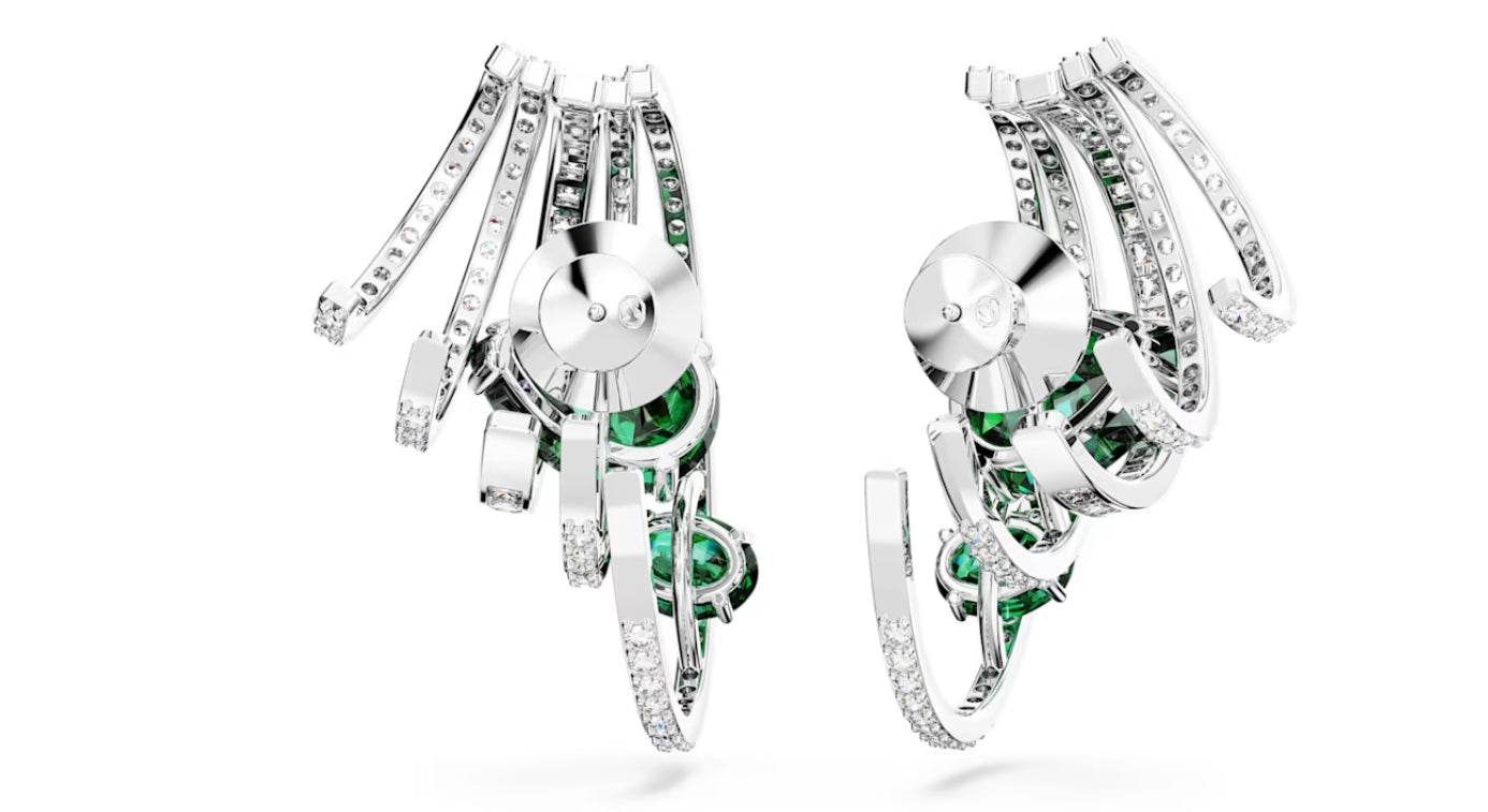 Swarovski 5665331 Orecchino ear cuff Hyperbola Zirconia Taglio misto Verde Rodio