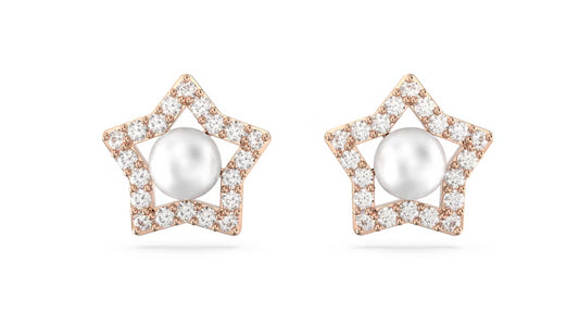Swarovski 5645465 Orecchini a lobo Stella Taglio tondo Stella Bianchi Oro Rosa