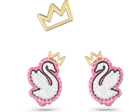 Swarovski 5649197 Orecchini a lobo Pop Swan Set 3 Cigno Rosa Placcato Oro