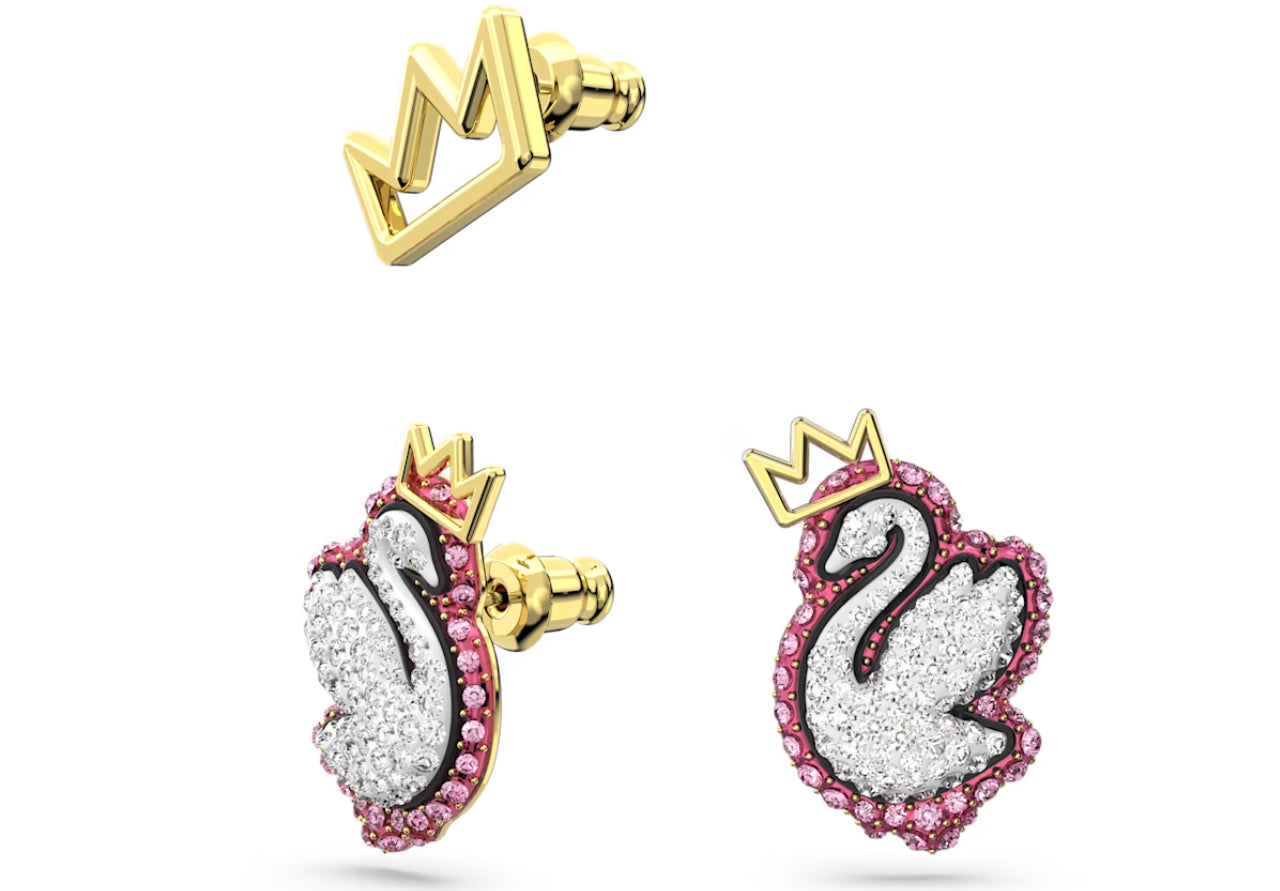 Swarovski 5649197 Orecchini a lobo Pop Swan Set 3 Cigno Rosa Placcato Oro