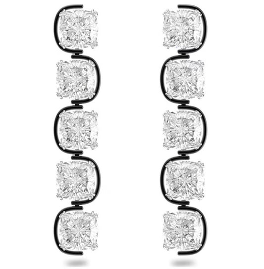 Swarovski 5600043 Orecchini Harmonia Cristalli fluttuanti taglio Cushion Bianchi
