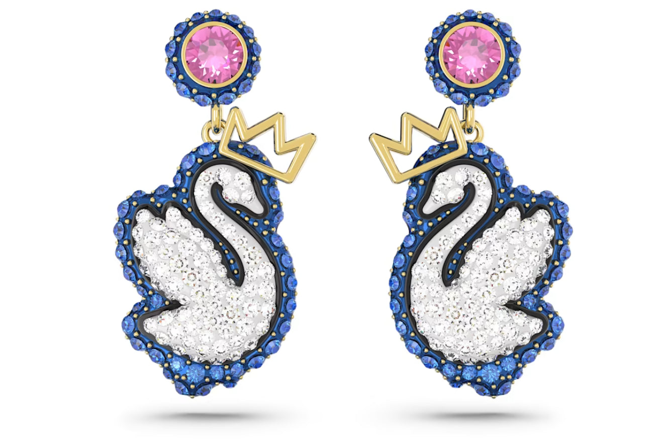 Swarovski 5649196 Orecchini pendenti Pop Swan Cigno Blu Placcato Oro