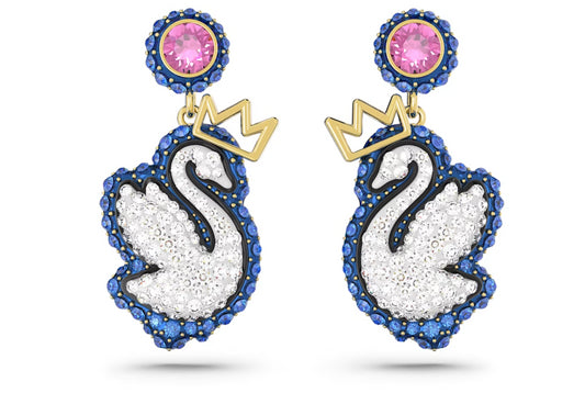 Swarovski 5649196 Orecchini pendenti Pop Swan Cigno Blu Placcato Oro