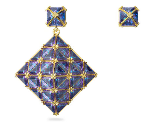 Swarovski 5630314 Orecchini pendenti Curiosa Design asimmetrico Blu Placcato Oro