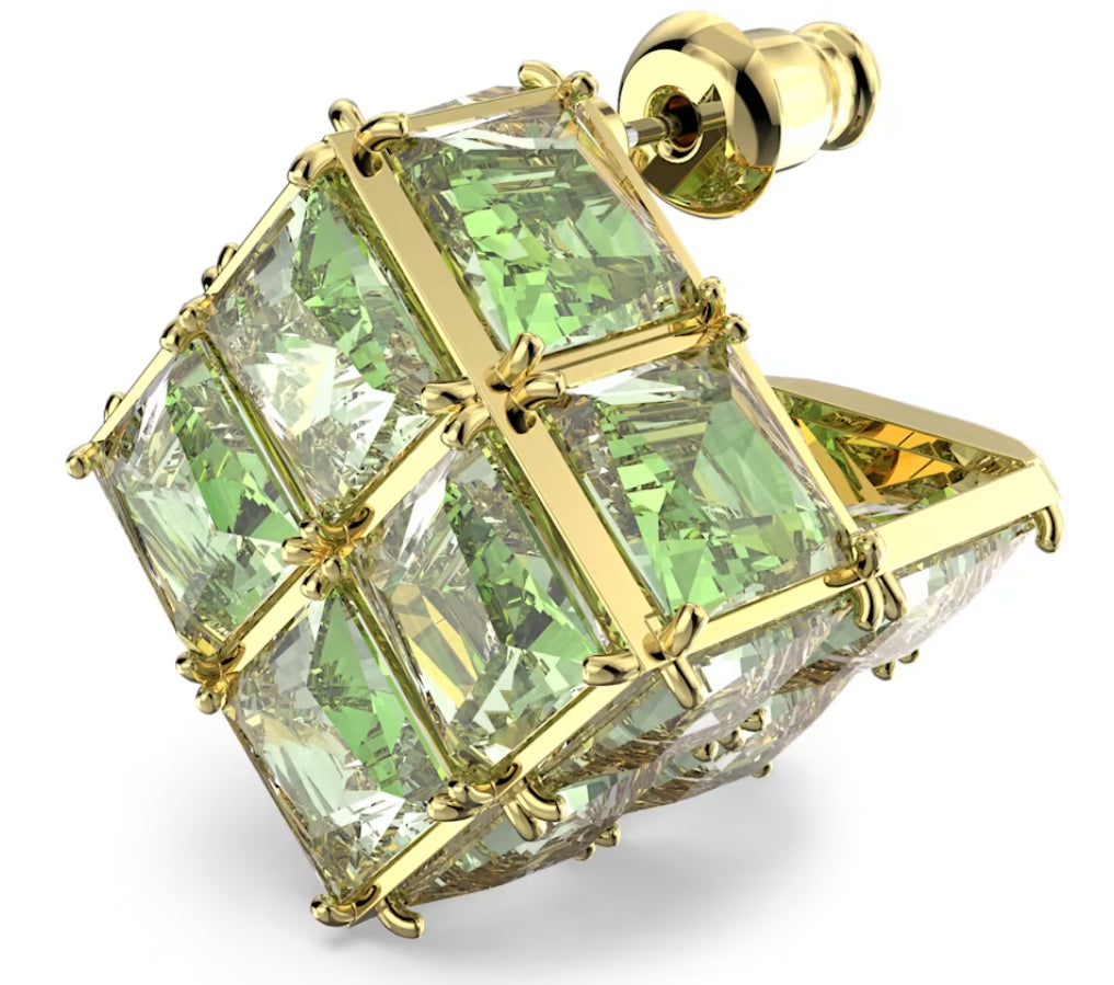 Swarovski 5630311 Orecchino a lobo Curiosa Singolo Taglio quadrato Verde Oro