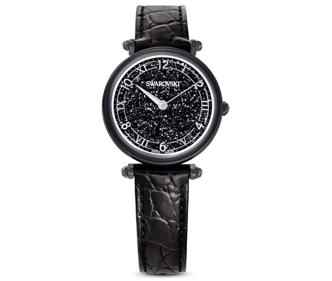 Swarovski 5664311 Orologio Crystalline Wonder Cinturino pelle Nero Finitura Nera