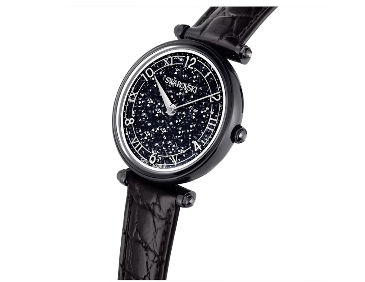 Swarovski 5664311 Orologio Crystalline Wonder Cinturino pelle Nero Finitura Nera