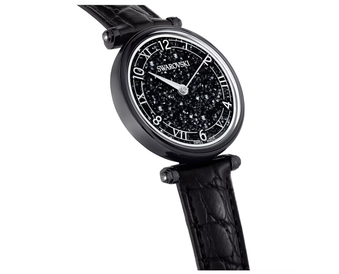 Swarovski 5664311 Orologio Crystalline Wonder Cinturino pelle Nero Finitura Nera