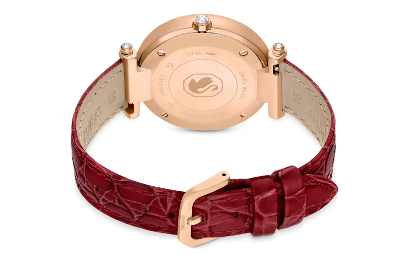 Swarovski 5656905 Orologio Crystalline Wonder Cinturino pelle Rosso F. Oro Rosa