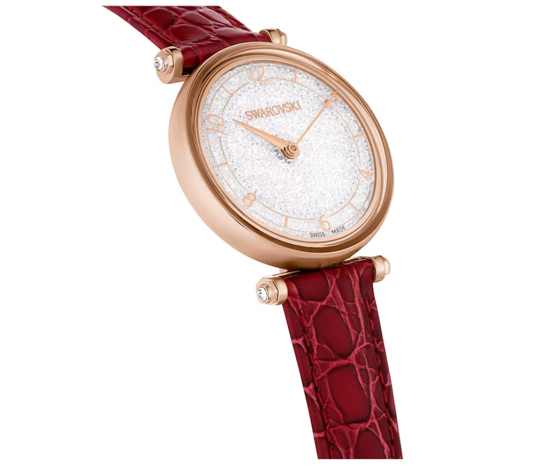 Swarovski 5656905 Orologio Crystalline Wonder Cinturino pelle Rosso F. Oro Rosa