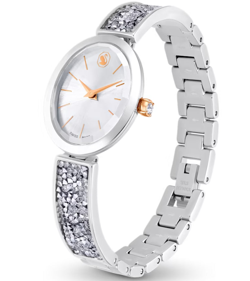 Swarovski 5656878 Orologio Crystal Rock Oval Bracciale Metallo Bianco Acciaio