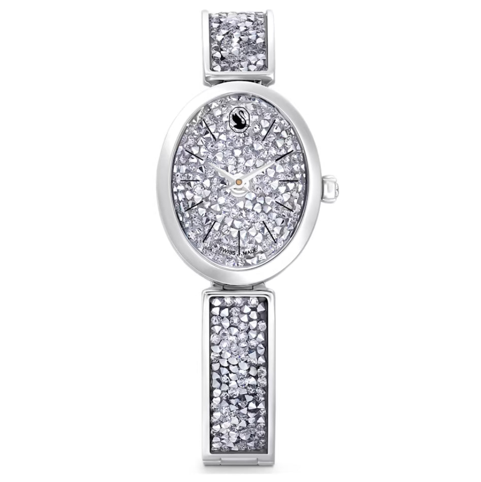 Swarovski 5656881 Orologio Crystal Rock Oval Bracciale Metallo Argentato Acciaio