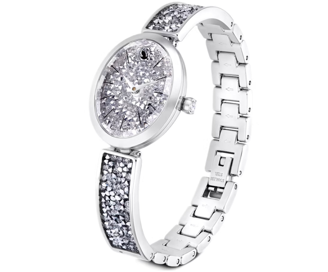 Swarovski 5656881 Orologio Crystal Rock Oval Bracciale Metallo Argentato Acciaio