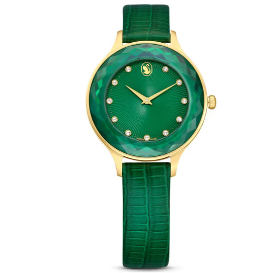 Swarovski 5650005 Orologio Octea Nova Cinturino in pelle Verde Finitura Dorato