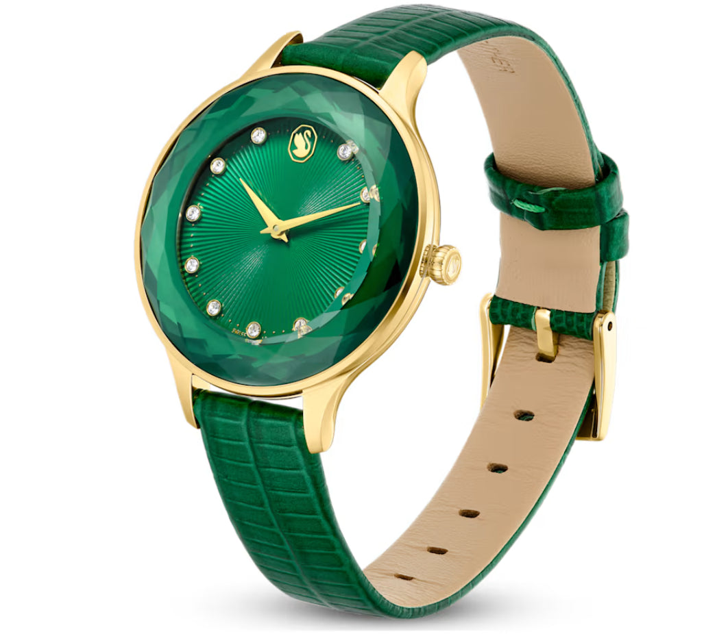 Swarovski 5650005 Orologio Octea Nova Cinturino in pelle Verde Finitura Dorato