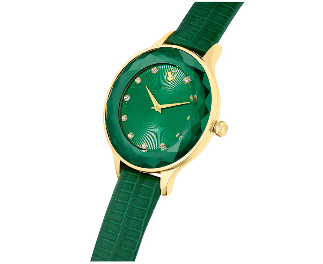 Swarovski 5650005 Orologio Octea Nova Cinturino in pelle Verde Finitura Dorato