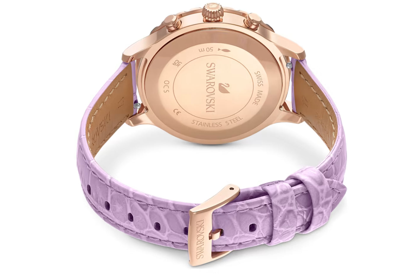 Swarovski 5632263 Orologio Octea Lux Chrono Cinturino pelle Viola Fin. Oro Rosa