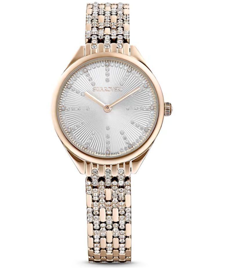 Swarovski 5610484 Orologio Attract Pave Bracciale metallo Dorato Chamapagne Dor.